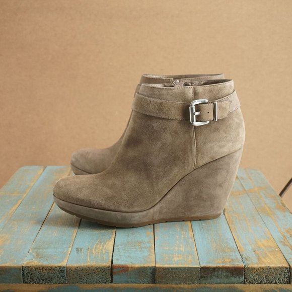 Geox Brown Suede Ankle Booties with Buckle - Picture 5 of 11
